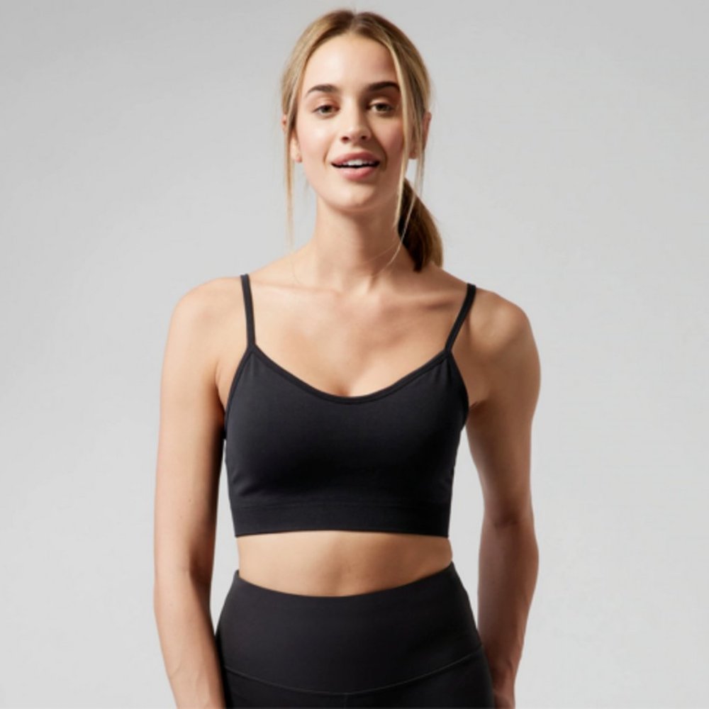 NWT Athleta  Black A-C Renew Bra Yoga Barre Low Impact Breathable
